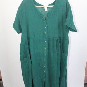 Women's Vintage Maxi Green Dress Laurel Rose Size Large